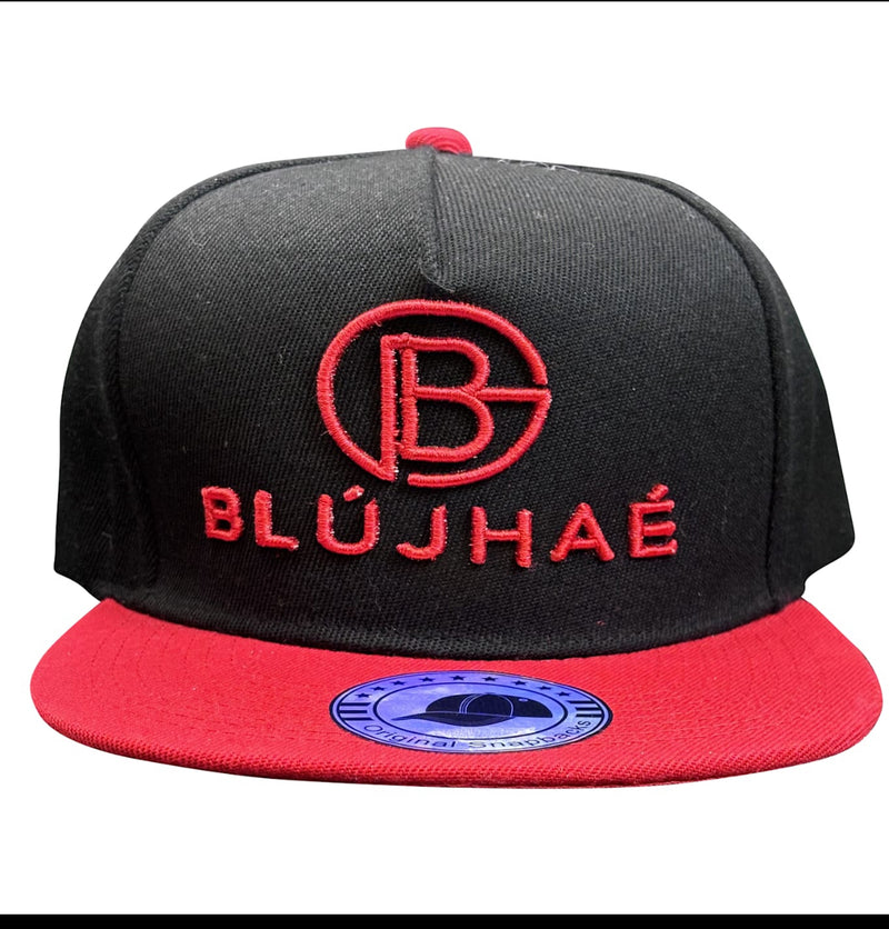 Black with Red Brim Snapback Cap